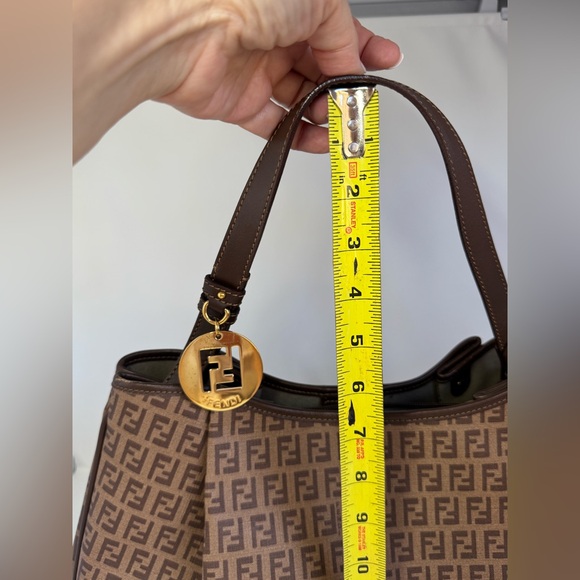 Authentic Fendi Zucchino Canvas and Leather Shoulder Bag - Picture 15 of 16